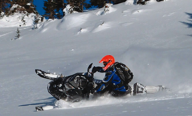 Sledder Darren Repka enjoys the pristine powder at the Renshaw riding area. Barry Brower photo