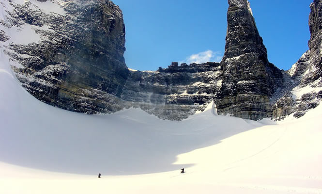 Swooping bowls await snowmobilers at Mount Sir Alexander in the Kakwa area. photo courtesy Randy Vogel