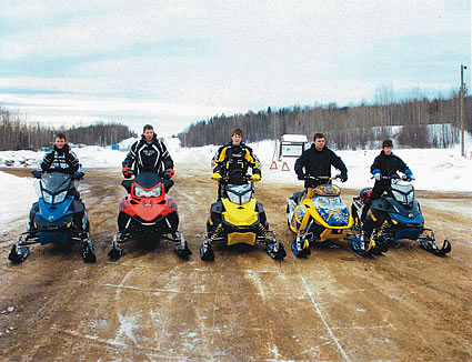 In Fort Nelson, B.C., a team of young boys took the MichCanSka riders out to find some snow on the club’s trails. Photo courtesy Bill Bradfield